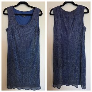 Shimmering Blue Sleeveless Mini Dress.